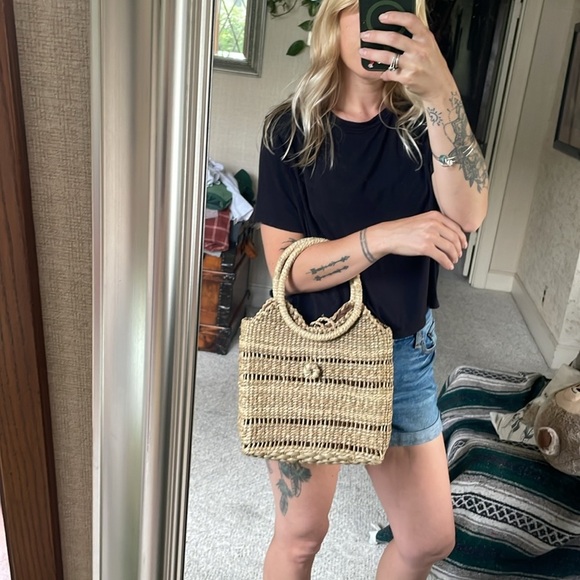 Natural Boho Woven Wicker Tote Clutch Purse - Picture 11 of 14